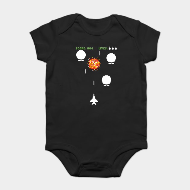 Pixel Art Retro Video Game Spy Balloon Baby Bodysuit by belownormal